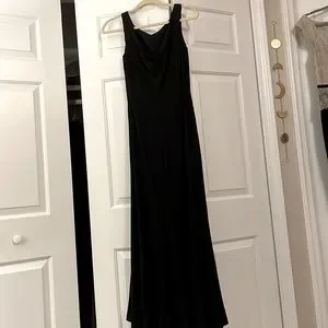 green emerald velvet dress Anne Klein Satin Check Asymmetrical Ruffle Hem Maxi Dress